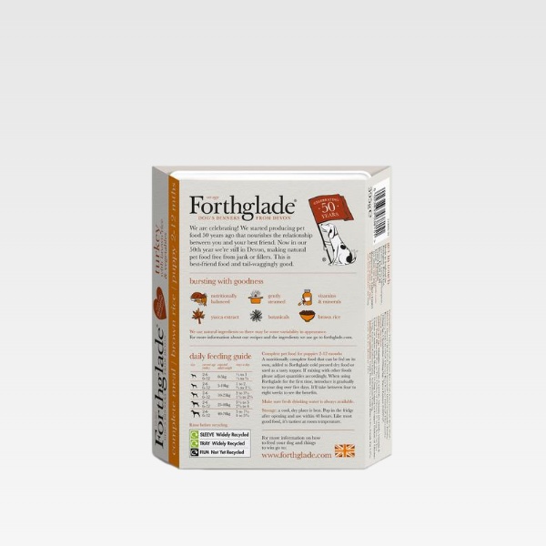 Forthglade Puppy Turkey with Brown Rice Dog Food Back